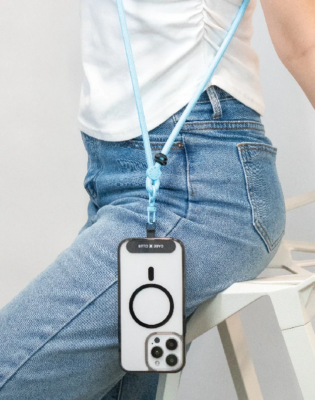 sky blue rope crossbody strap
